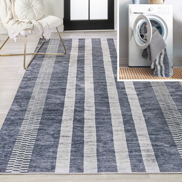 Vichy Geometric Striped Machine-washable Area Rug